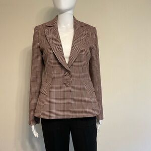 White House Black Market Signature Blazer~Size 4~Black & Red Plaid~Lined~EUC!